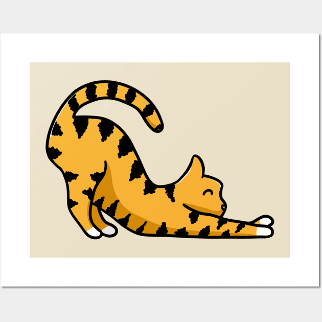 2D ginger cat stretching Wall Art by AshStore